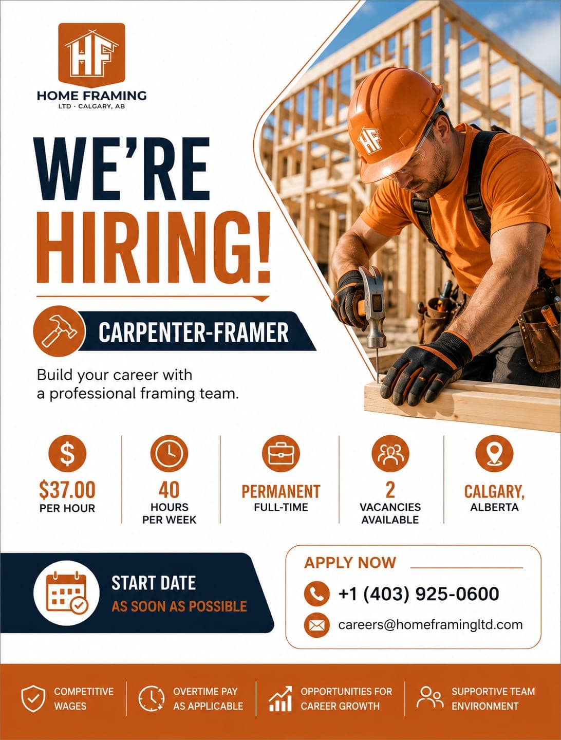Home Framing LTD hiring Carpenter-Framer in Calgary, Alberta